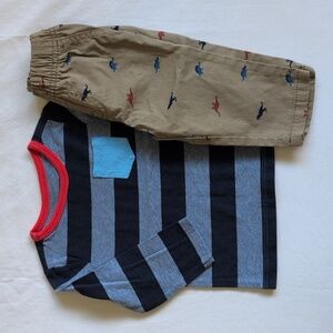 mixed brands stripes & dinos casual outfit set 9 months baby boy